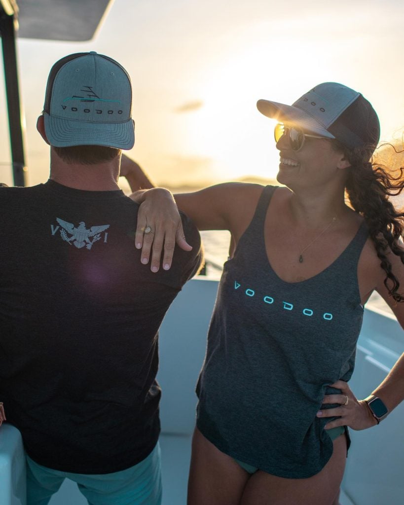 Custom branded apparel including embroidered polos and screen-printed tees from FOX Merch